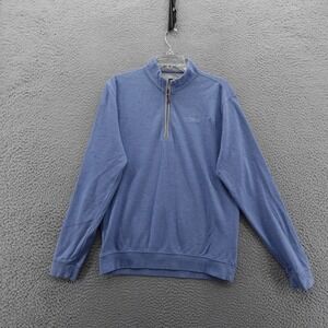 Johnnie O Sull 1/4 Zip Pullover Sweater Medium Laguna Blue‎ Mock Neck Golf
